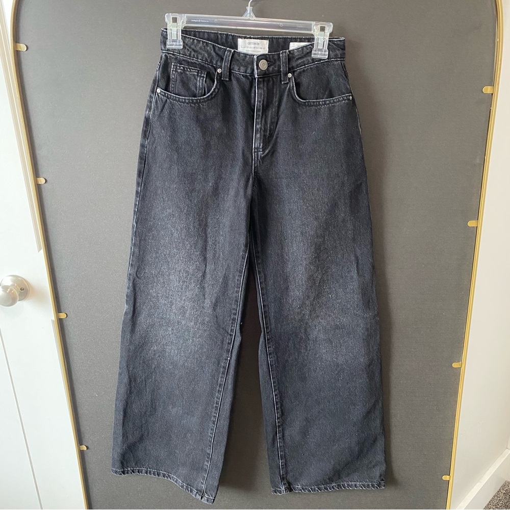 Cotton On Relaxed Fit Wide Leg Jean Black Size US 2